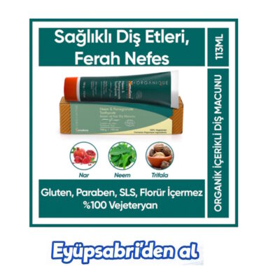 Himalaya Organik İçerikli Diş Macunu, Neem Ve Nar Özlü, 100% Vejeteryan, EcoCert 113 ml 2ADET